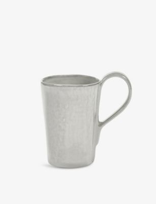 Serax White La Mère Curved-handle Glazed Stoneware Mug 11.5cm In White