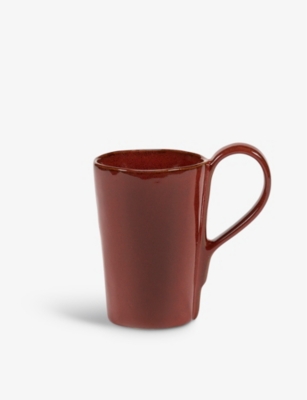 Serax Red La Mère Curved-handle Glazed Stoneware Mug 11.5cm In Red