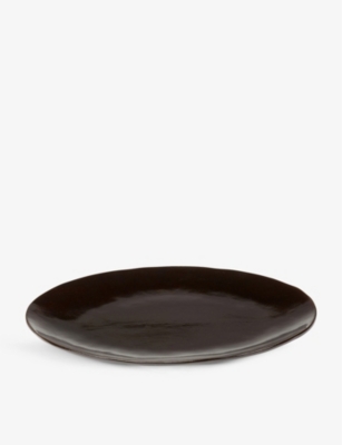 Serax Brown La Mère Oval Stoneware Plate 37.5cm X 27.5cm In Brown