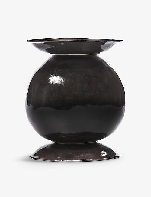 SERAX: Ebony La Mere glazed stoneware vase 24.5cm