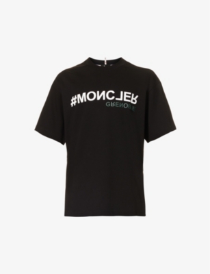 MONCLER GRENOBLE Upsidedwn brand print cotton jersey T shirt