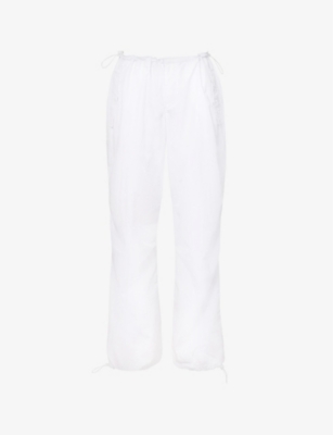 TOMMY JEANS: Parachute brand-print wide-leg mid-rise shell trousers