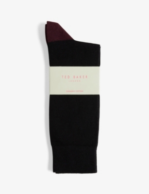 Ted Baker Sokkten Floral-pattern Stretch-knit Socks in Black for Men