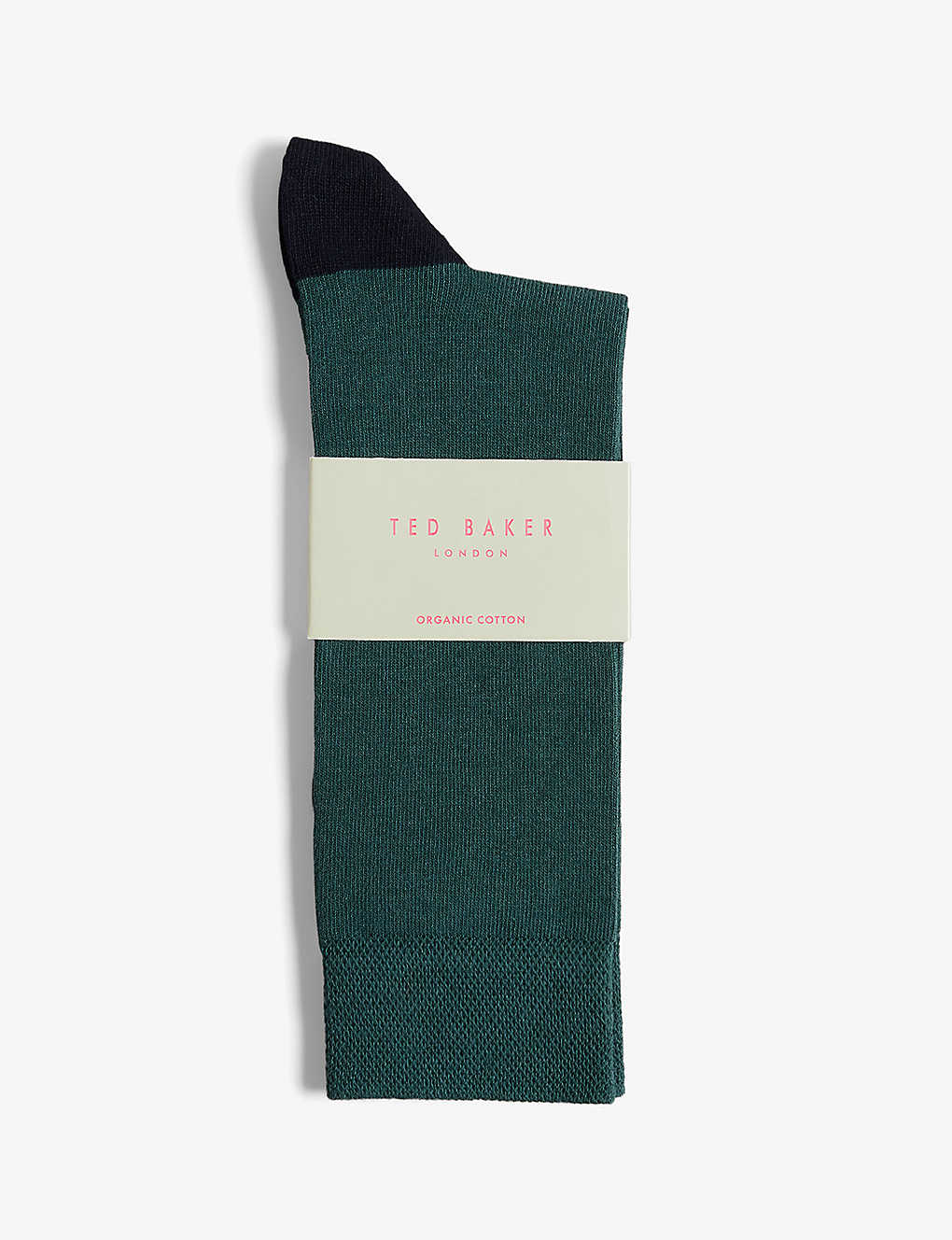 Ted Baker Clasic Contrast-panel Stretch Organic Cotton-blend Socks In Dk-green