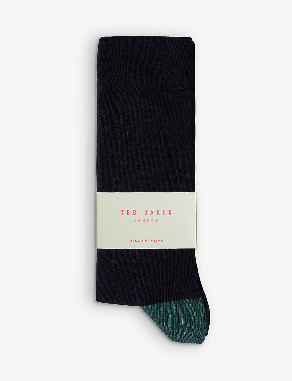 Ted Baker Mens Dk-navy Clasic Contrast-panel Stretch Organic Cotton-blend Socks