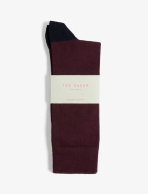 TED BAKER: Clasic contrast-panel stretch organic cotton-blend socks