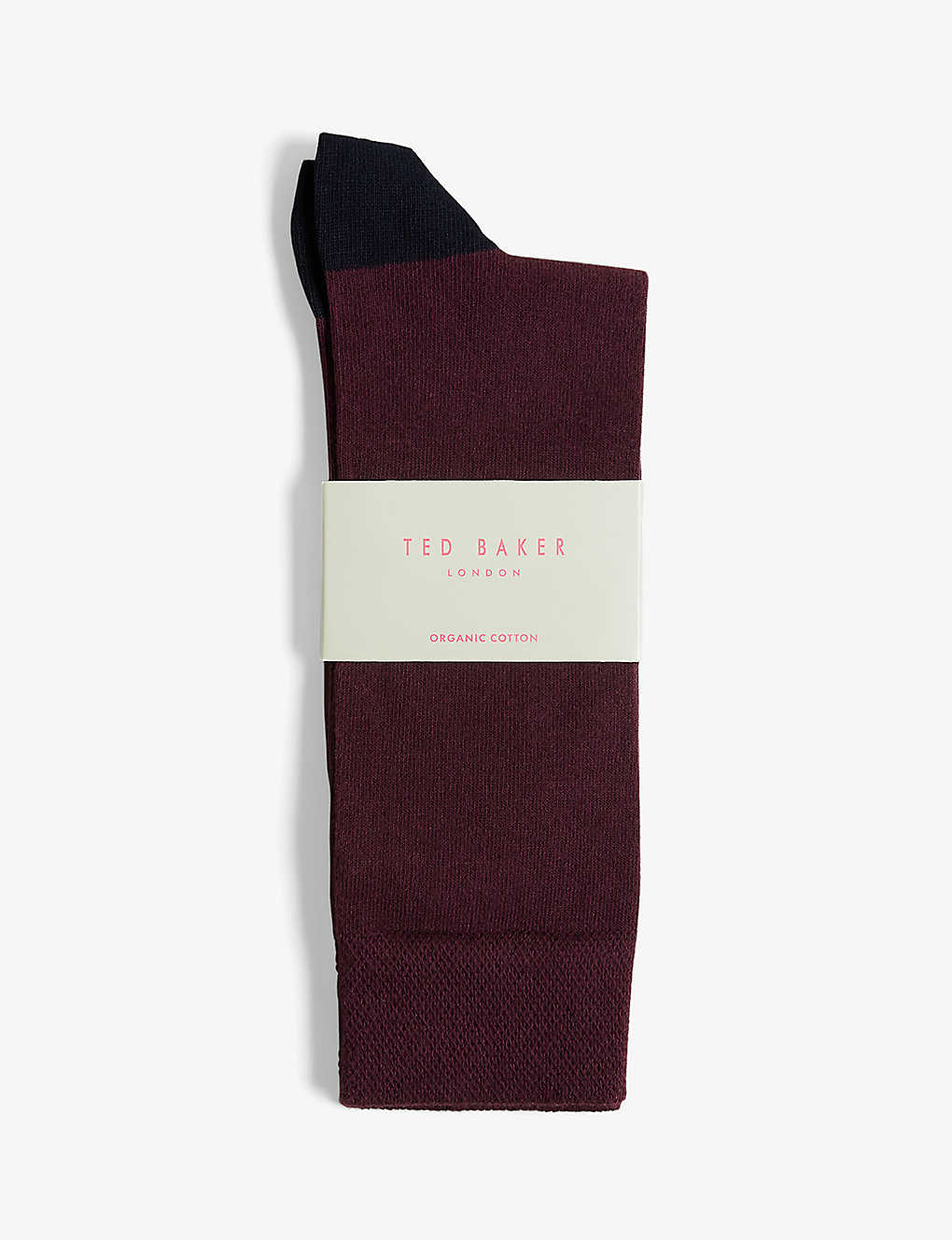 Ted Baker Clasic Contrast-panel Stretch Organic Cotton-blend Socks In Dk-red