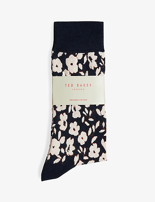 TED BAKER: Floral-pattern cotton-blend socks