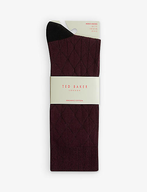 TED BAKER: Swelter diamond-knit stretch cotton-blend socks