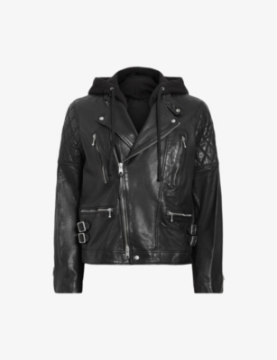 ALLSAINTS Whitson hooded leather biker jacket Selfridges