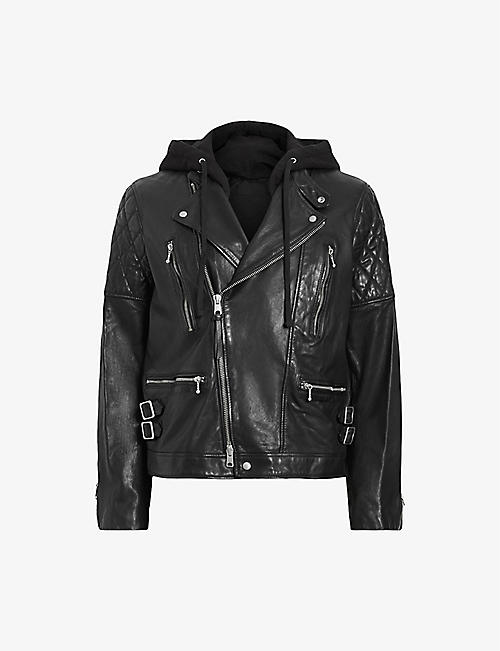 ALLSAINTS: Whitson hooded leather biker jacket