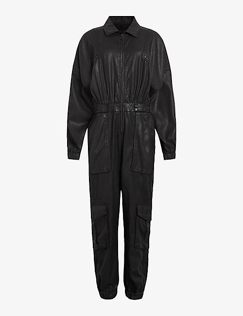 ALLSAINTS: Frieda long-sleeve relaxed-fit coated jumpsuit