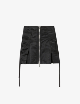 Sacai Womens Black Skirt-overlay Box-pleat Shell Shorts In Black