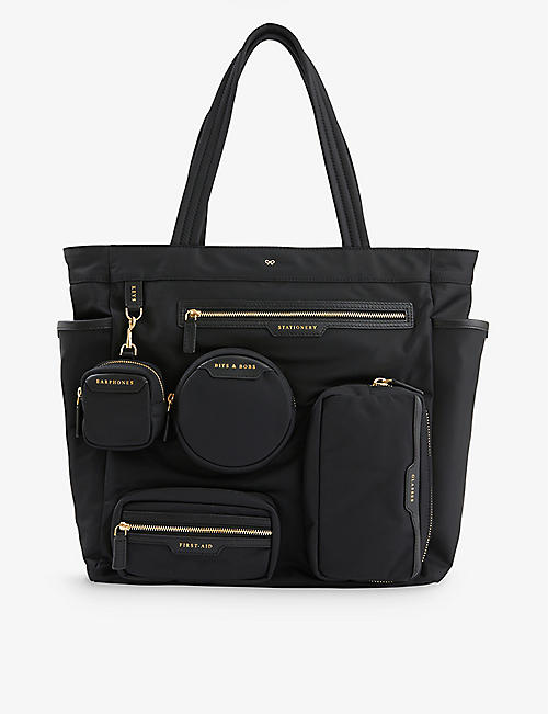 ANYA HINDMARCH: Commuter patch-pocket recycled nylon tote bag