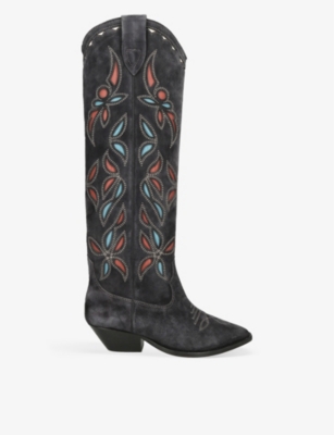 Isabel Marant 40mm Denvee Suede Tall Boots In Blk/other