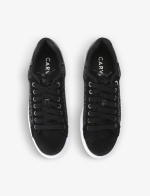 Carvela Womens Black Dream Star Crystal-embellished Velvet Trainers In Black
