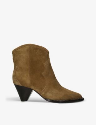 ISABEL MARANT: Darizo embroidered suede heeled cowboy boots