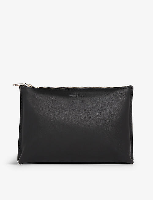 WHISTLES: Rae double-pouch leather clutch bag
