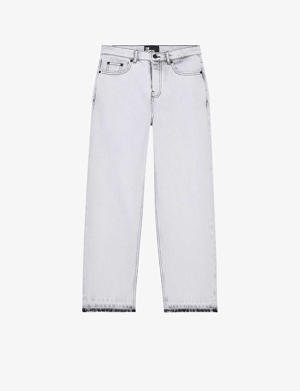The Kooples Straight Leg Bleached Jeans In White