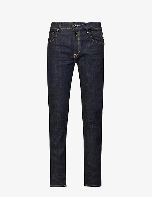 REPLAY: Micky belt-loop tapered-leg slim-fit stretch-denim jeans