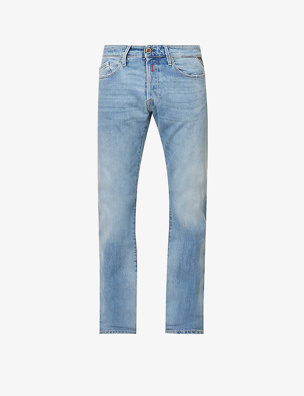 Shop Replay Men's Light Blue Waitom Regular-fit Straight-leg Stretch-denim Jeans