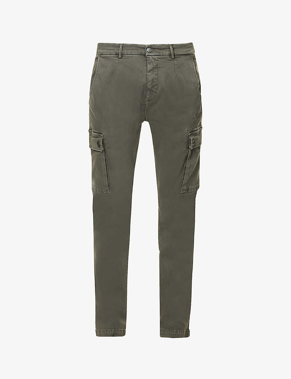 Replay Mens Military Green.. Jaan Regular-fit Tapered-leg Stretch-cotton Blend Cargo Trousers