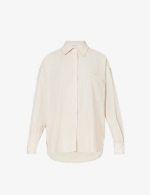 The Frankie Shop Frankie Shop Womens Beige Pinstripe Georgia Oversized Striped Shirt In Beige Pinstripe