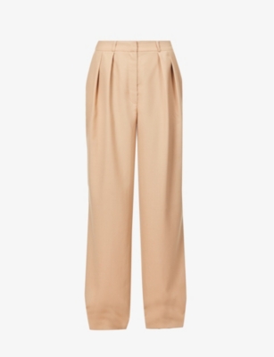 THE FRANKIE SHOP FRANKIE SHOP WOMEN'S CAMEL TANSY WIDE-LEG HIGH-RISE WOVEN TROUSERS
