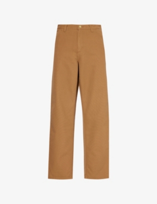 Mens Carhartt WIP Single-Knee Straight-Leg Regular-Fit Organic-Cotton Trousers