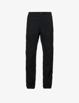 Carhartt Wip Mens Black Aviation Straight-leg Regular-fit Cotton-canvas Cargo Trousers