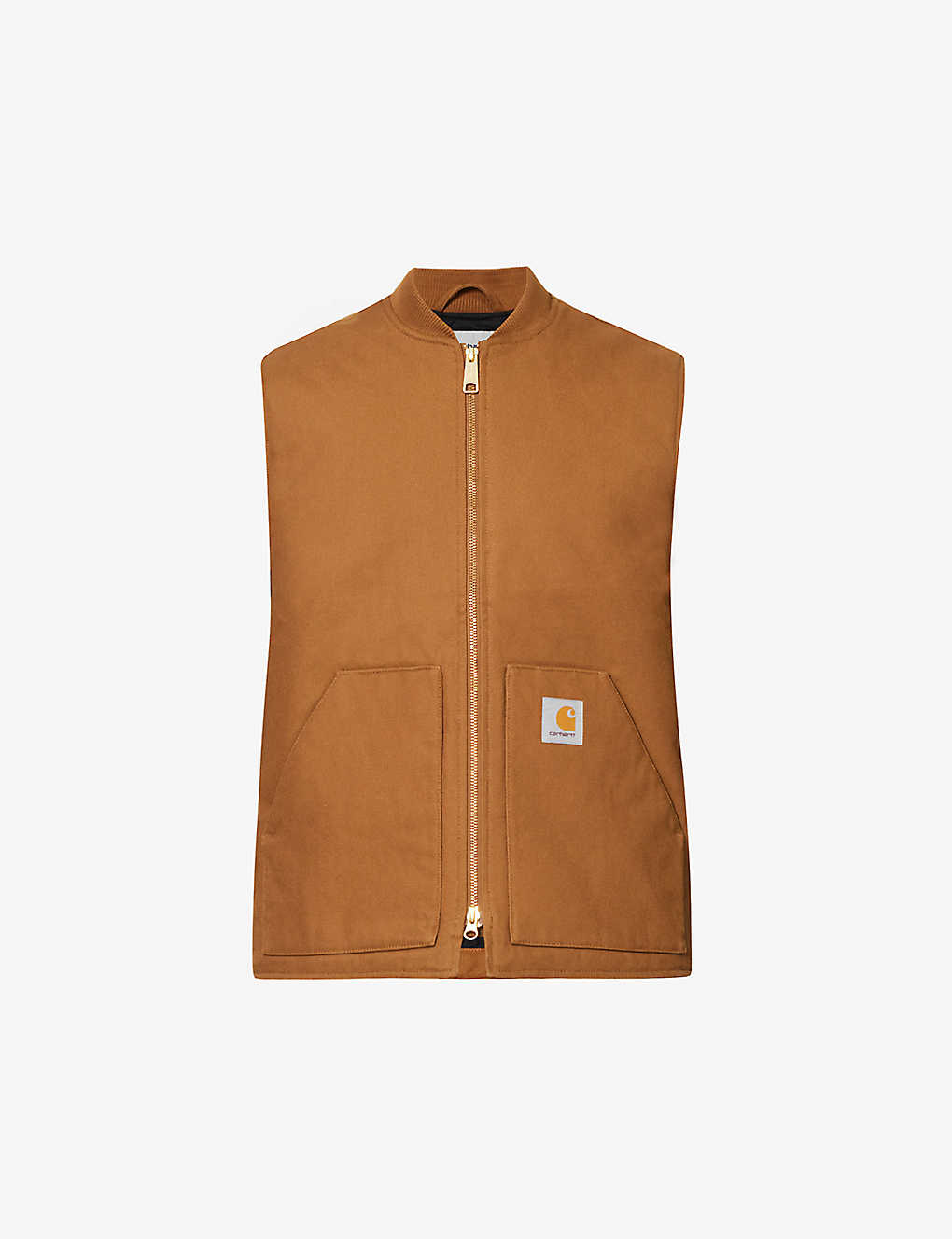 Shop Carhartt Wip Mens Brown Brand-patch Regular-fit Cotton-canvas Gilet In Hamilton Brown