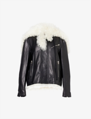 PROENZA SCHOULER Lambswool trim regular fit leather jacket