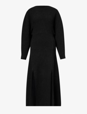 Proenza Schouler Womens Black Bouclé-textured Slim-fit Woven-blend Midi Dress