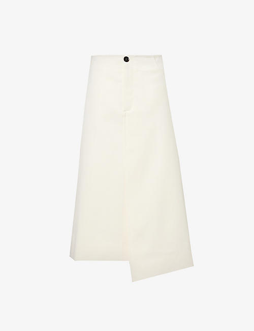 PROENZA SCHOULER: Wrap-front mid-waist wool midi skirt