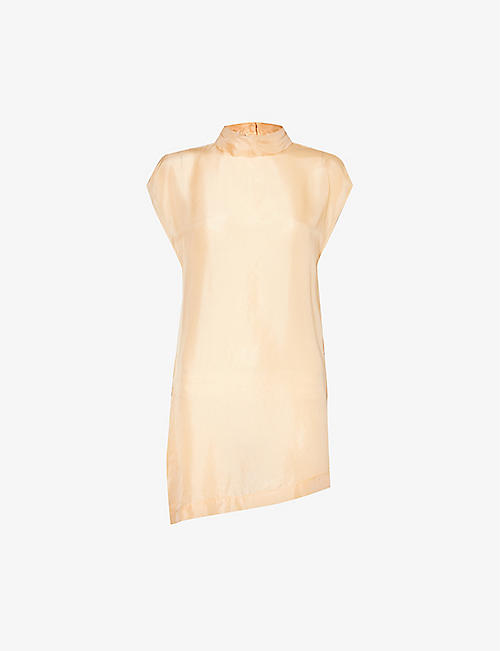 DRIES VAN NOTEN: High-neck sleeveless silk top