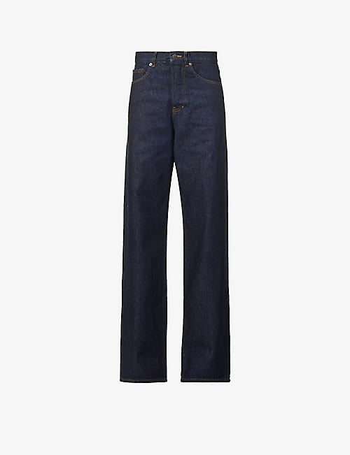 DRIES VAN NOTEN: Wide-leg mid-rise jeans
