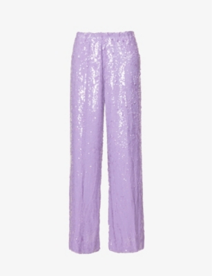 DRIES VAN NOTEN - Sequin mid-rise wide-leg woven trousers