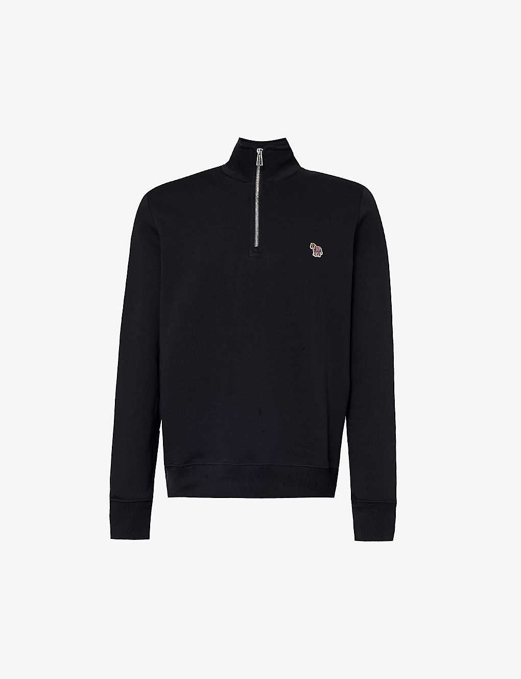 Ps By Paul Smith Mens Blacks Logo-embroidered High-neck Relaxed-fit Organic-cotton Sweatshirt