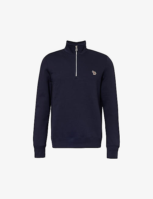 PS BY PAUL SMITH: Logo-embroidered high-neck relaxed-fit organic-cotton sweatshirt