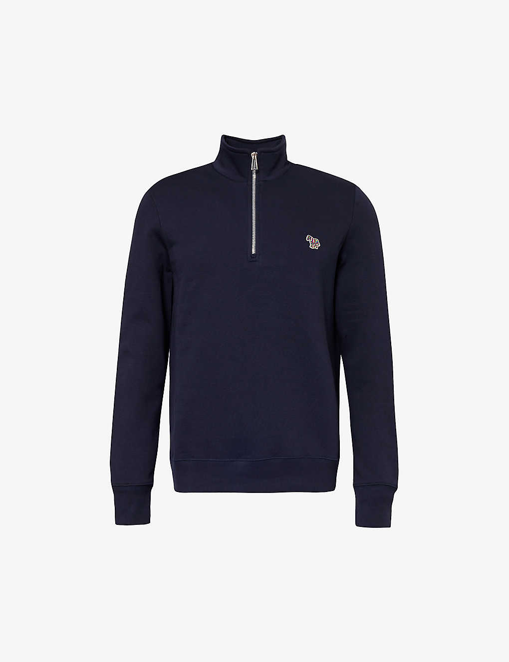 Shop Ps By Paul Smith Logo-embroidered High-neck Relaxed-fit Organic-cotton In Blues