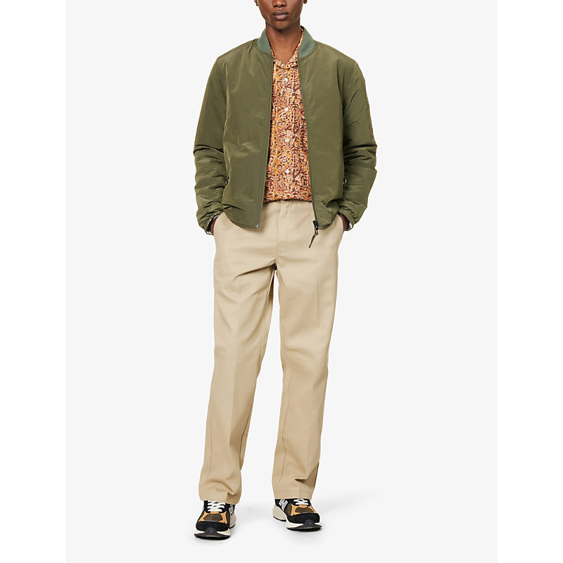 Shop Ps By Paul Smith Men's Greens Reversible Padded Relaxed-fit Woven Bomber Jacket