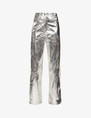 AMY LYNN - Lupe metallic high-rise straight-leg faux-leather trousers ...