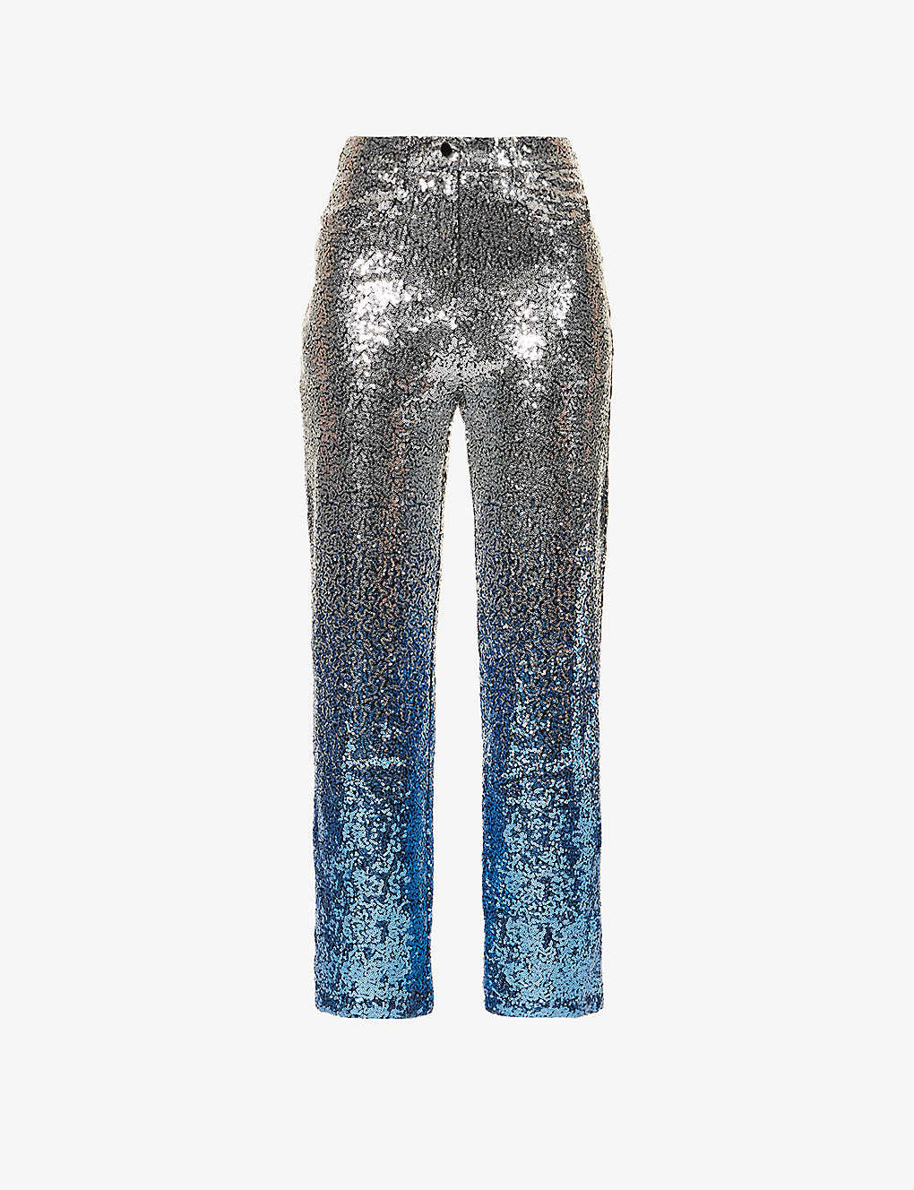Amy Lynn Womens Silver Dua Ombré Sequin-embellished Straight-leg Mid-rise Woven Trousers