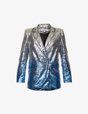 Amy Lynn Womens  Dua Ombré Sequin-embellished Regular-fit Woven Blazer In Silver