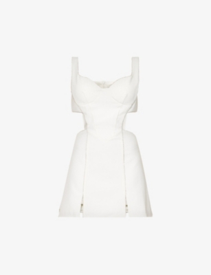 AMY LYNN: Sequin-embellished side-cutout slim-fit stretch-woven mini dress
