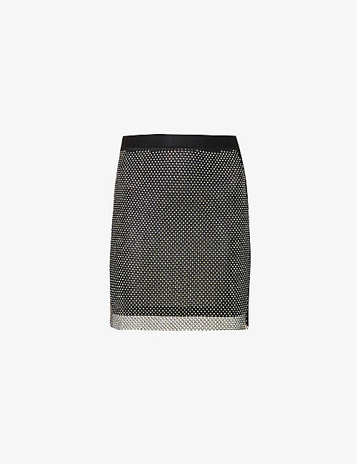 AMY LYNN: Rhinestone-embellished chainmail mini skirt