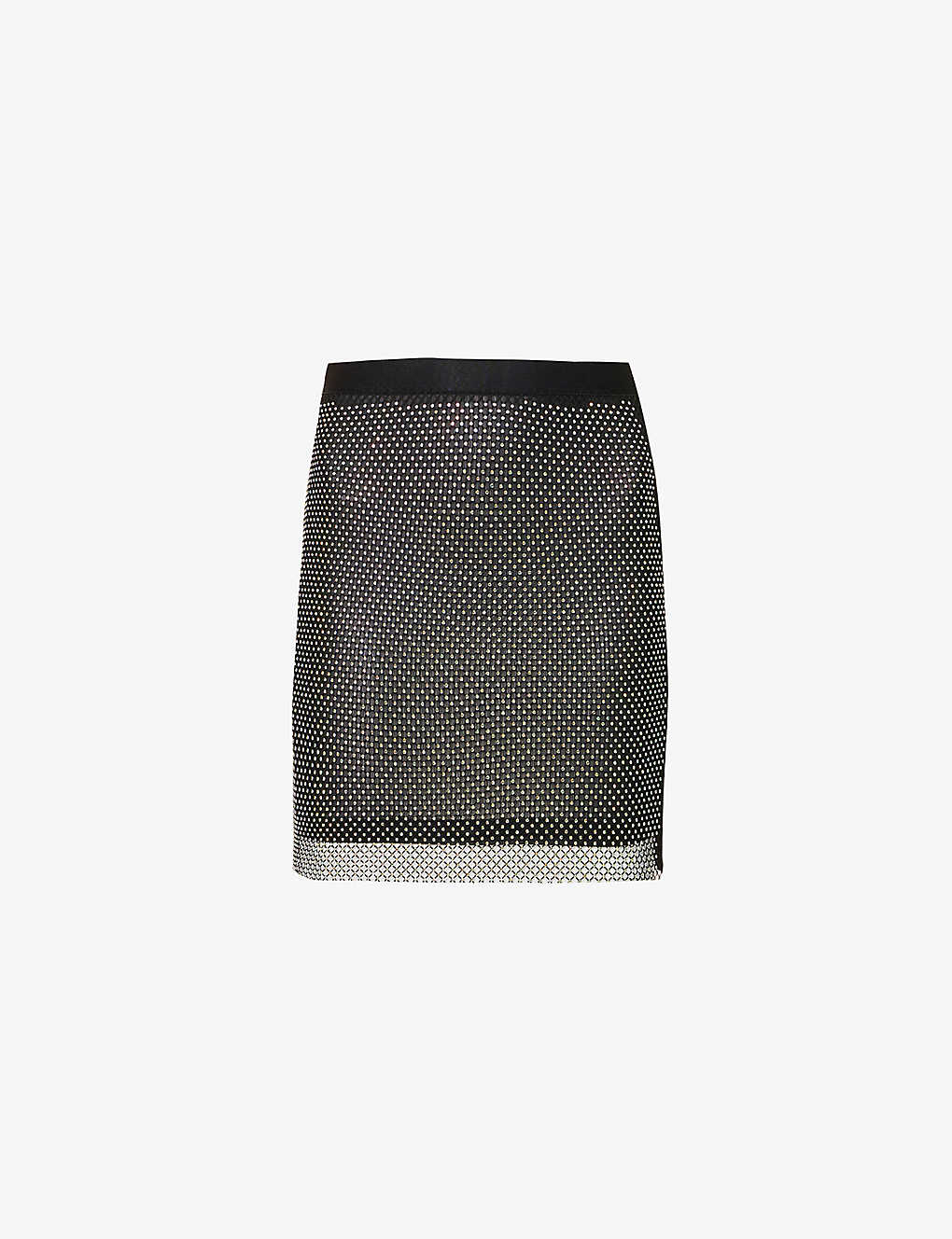 Amy Lynn Womens Black Rhinestone-embellished Chainmail Mini Skirt
