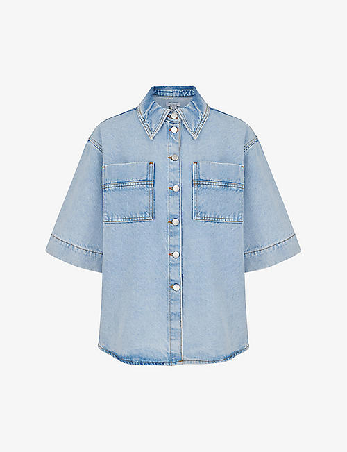 ALIGNE: Giana patch-pocket oversized organic-cotton denim shirt