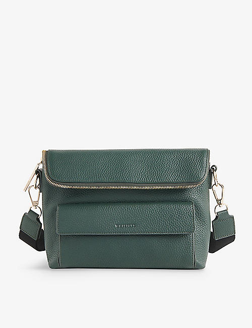 WHISTLES: Vida flap-over grained-leather crossbody bag