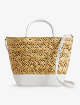 TED BAKER - Ivelie logo-embossed top-handle woven tote bag | Selfridges.com